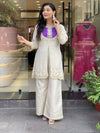 Off white Purple Partywear Coord sets
