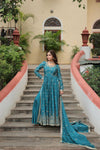 Gown Style Designer Teal Color Sharara Salwar Suit