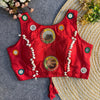 Red Mirror work Gamthi Blouse