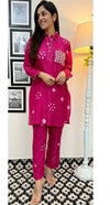 Hot Pink Rani pink Bandhni printed coord set