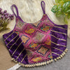 Deep Purple Designer Strap Pure Silk Blouse with Real Kodi Border