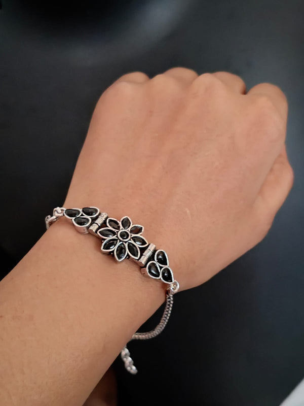 German Silver Oxidized Monalisa cut stone embedded Bracelets
