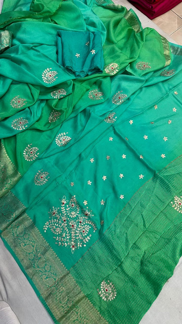 Green Party wear Soft Silk Saree