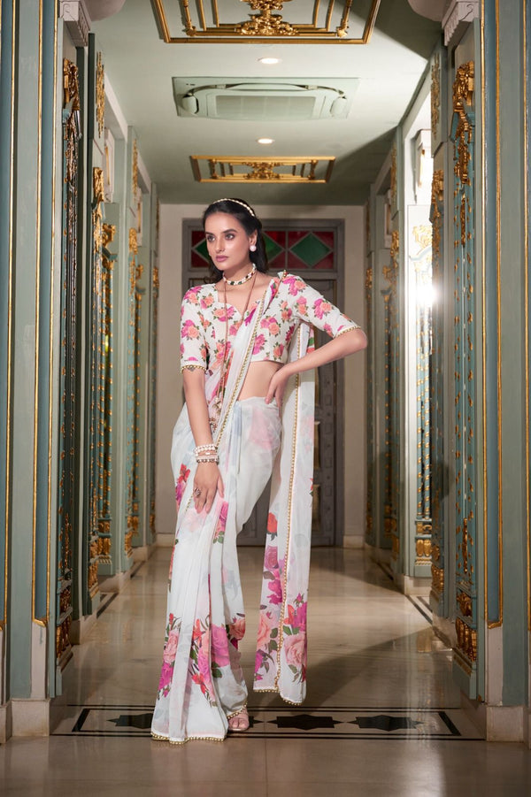 Dreamy Georgotte Floral Saree