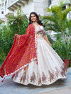 Cream off white Soft Tissue silk Lehenga Choli set