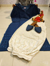 Dark Blue Sequin Chikankari Salwar Suit Afghani pant
