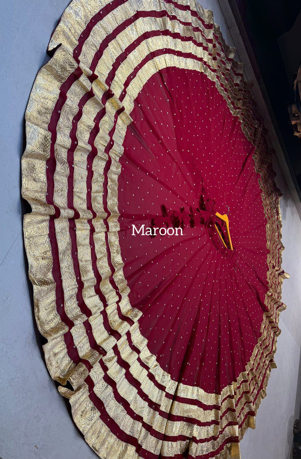 Flairy Gota border Zari Butti Georgotte Chaniya Lehenga Skirt