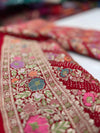 Handloom Pure Khaddi Georgotte Kadwa Zari Rai Bandhej Saree
