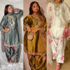 Floral SatinFarshi Kurti Salwar Set