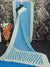 Pure Khaddi Georgotte Banarasi Nakshi Bandhej Saree in Turquoise Blue