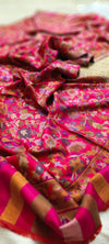 Soft Kalamkari Weaving Semi Pashmina Red Shawl