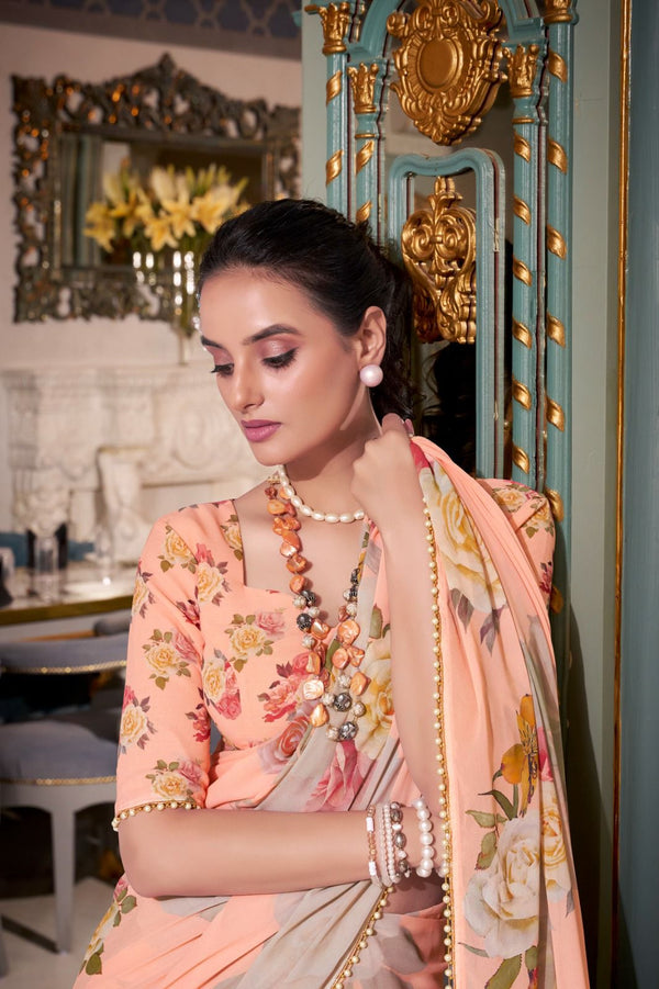 Dreamy Georgotte Floral Saree