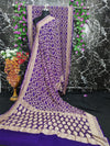 Pure Khaddi Georgotte Banarasi Nakshi Bandhej Saree in Purple