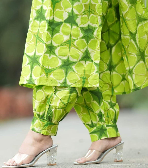 Green Afghani pant kurta salwar suit set