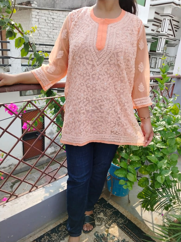 Chikankari Short Kurti in Georgotte