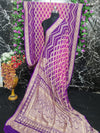 Pure Khaddi Georgotte Banarasi Nakshi Bandhej Saree in Purple Rani Pink