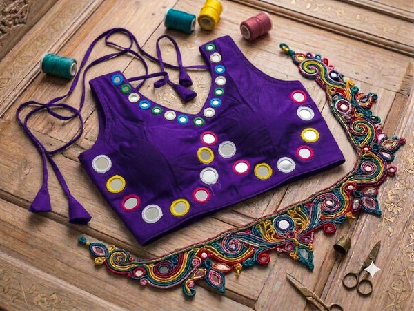 Sleeveless Mirror Work Blouse