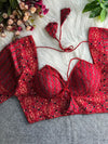 Designer Cotton Ajrakh Printed Blouse in Red