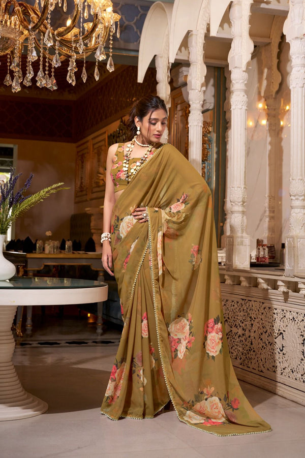 Dreamy Georgotte Floral Saree