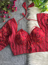 Designer Cotton Ajrakh Printed Blouse in Red Chevron Design