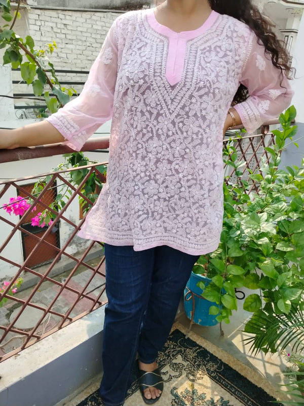 Chikankari Short Kurti in Georgotte