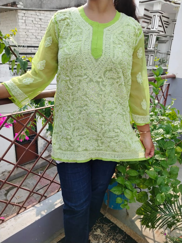 Chikankari Short Kurti in Georgotte