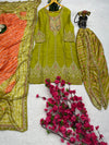 Punjabi style Festive wear Designer Kurta Dhoti and Dupatta set