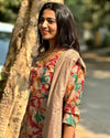 Orange Multicolor kalamkari printed 3pc salwar suit set