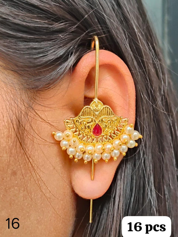Designer Mango Pearl Embedded EarCuffs