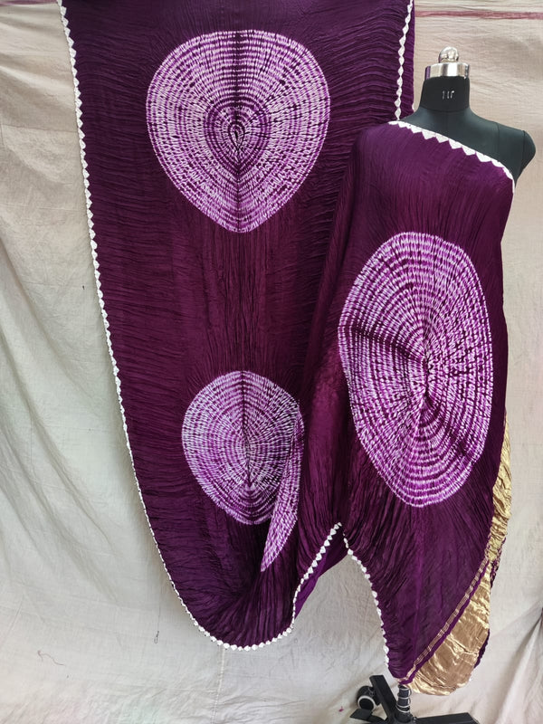 Pure Modal Silk Shibori Tissue Gold Lagdi Pallu Saree