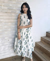 Jaipuri White Cotton Floral Printed Kurti Pallazo Salwar Suit Set