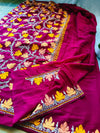 Designer Pure Kashmiri Crepe Silk Aari work Saree