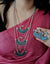 Layered Peacock Meenakari Statement Necklace with Earrings