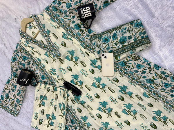 Jaipuri Cotton A line Flairy Kurti Salwar suit set