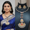 German Silver Statement Hansli with Extra long Rani Chandra Hangings Necklace with Earrings