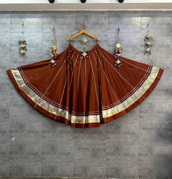 Rust Brown Flairy Gota lappa border Chaniya Lehenga Skirt