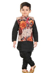 Black Kids Kurta pant with Floral Jacket