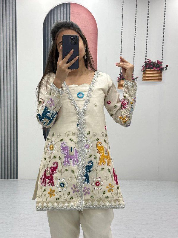 Tissue silk Open slitParty wear Coord set
