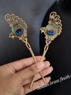 Peacock feather long Hairbun Pin
