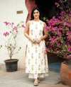 Jaipuri Off White Cotton Floral Printed Kurti Pallazo Salwar Suit Set