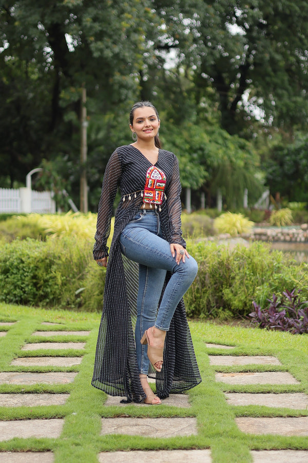 Indowestern Ethnic front open long dress