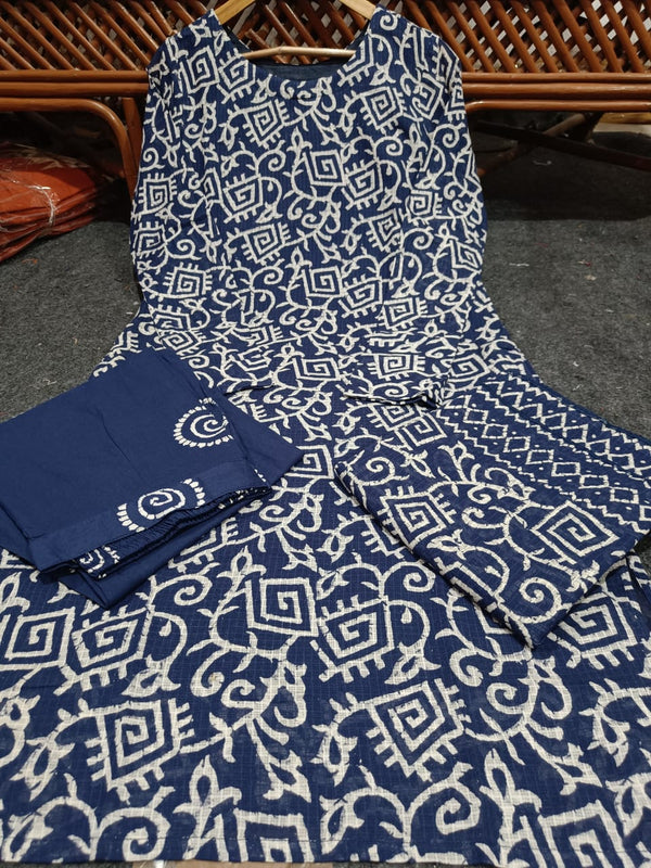 Pure cotton Printed Royal blue salwar suit
