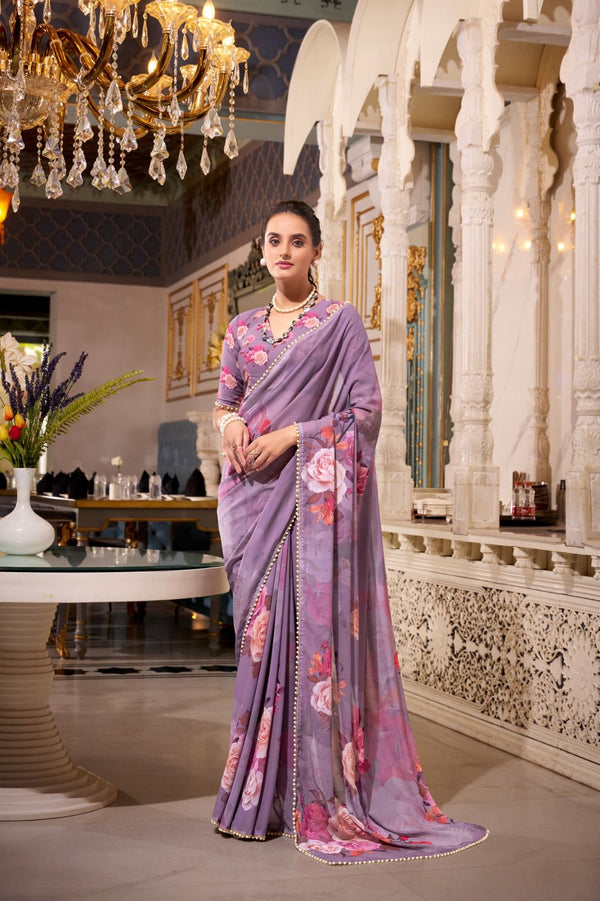Dreamy Georgotte Floral Saree
