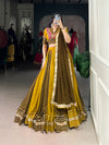 Kalidar Musturd yellow and Henna green Chaniya choli set
