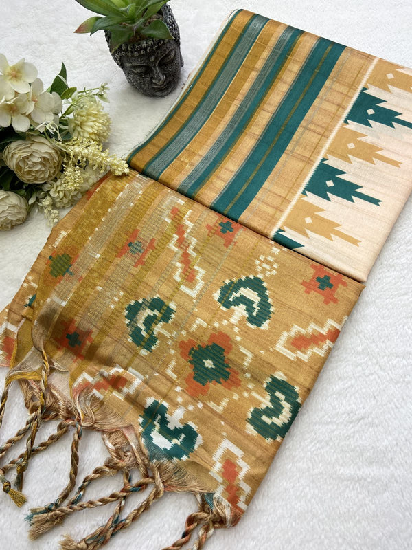 Patola print Soft semi Tussar silk sarees